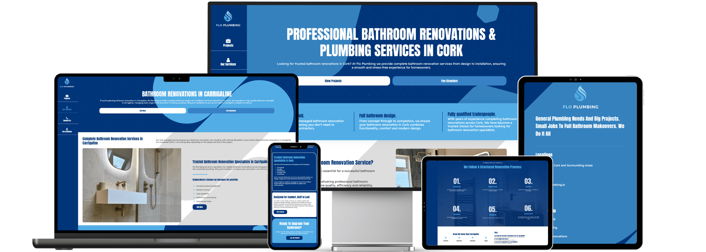 Flo Plumbing website designed by Nexum Digital, Cork web design for trades